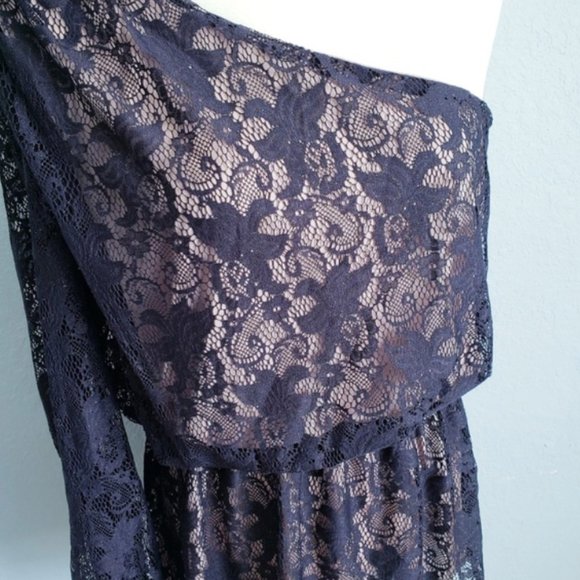 Bisou Bisou Black Lace Mini Dress One Shoulder XS - Picture 3 of 5